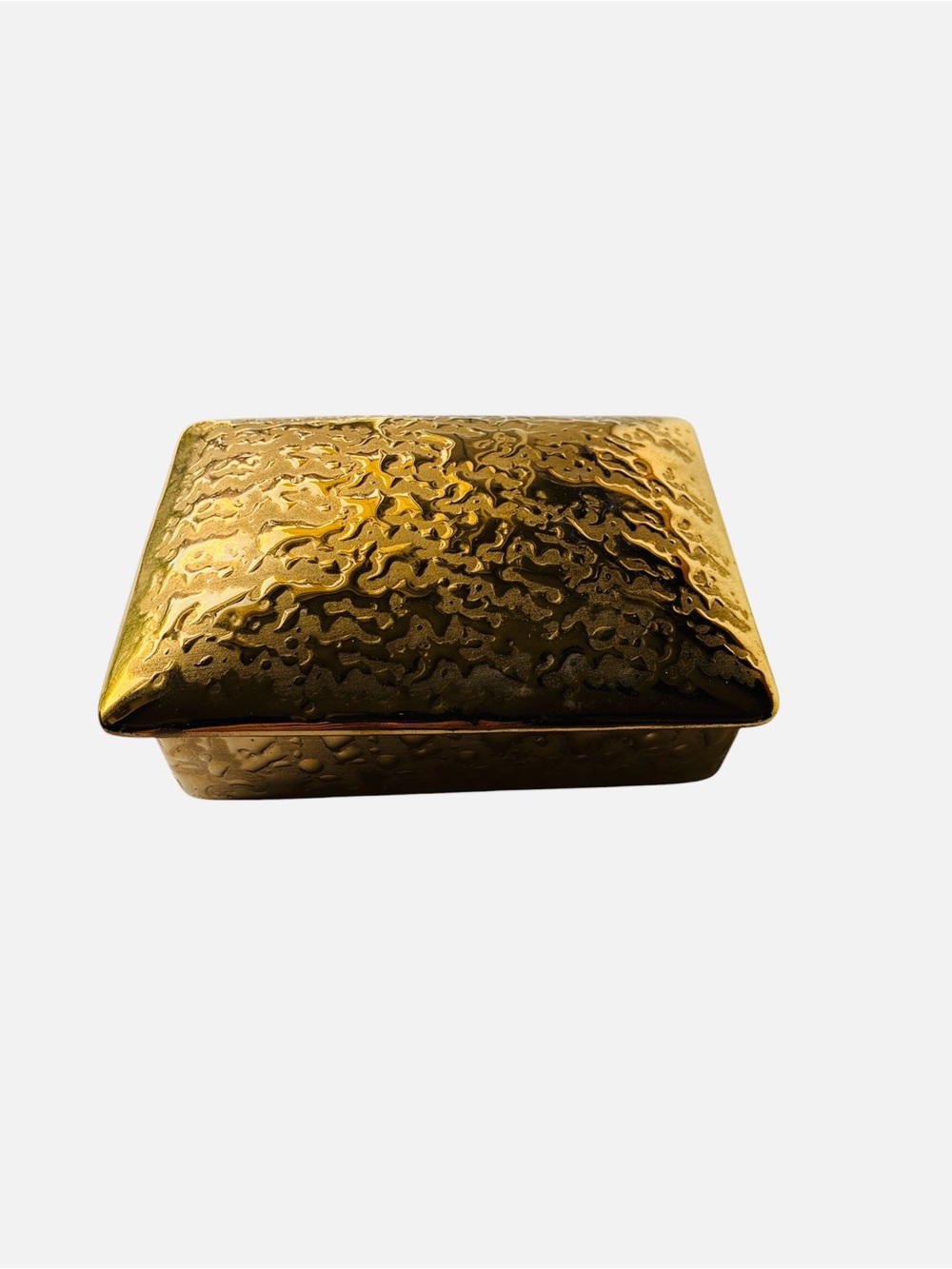 Vintage Porcelain Trinket Cigarette Box Weeping Gold 22K Gold
